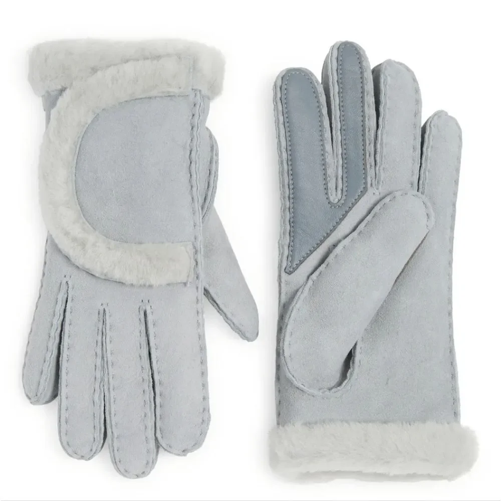 Ugg Genuine Shearling Suede‎ Gloves-Silver Grey